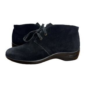 Air Britt Nike Air Sz 9 B Black Suede Ankle Boots Bootie Wedge Heel Waterproof